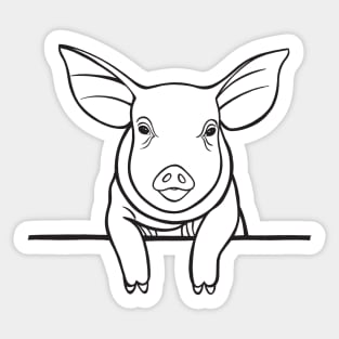 Cute Pig or Piggy Animal Ink Art - animal design - light colors Sticker